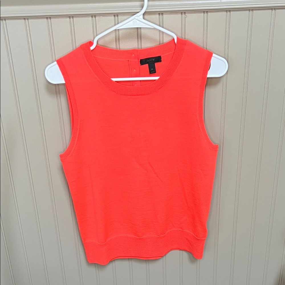 J. Crew Chic Orange/Coral Sleeveless Merino Wool Top